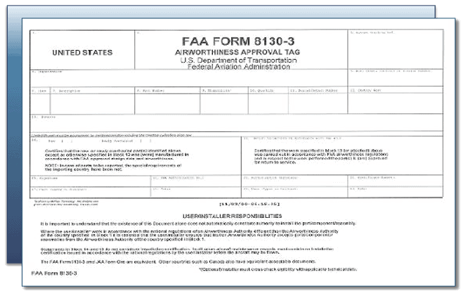 Optional FAA Form 8130-3 Airworthiness Approval Tag for FAA PMA Products